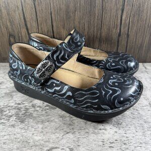 Alegria PAL-437 Gothic Womens Floral Black Mary Jane Shoes Size EU 37 US 6.5